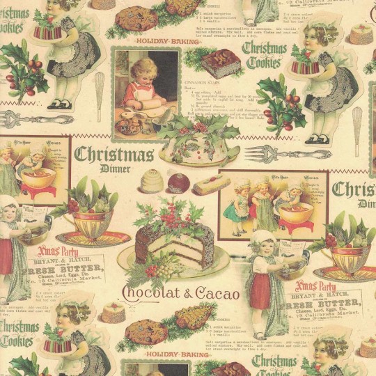 Old Fashioned Christmas Dinner Collage Paper ~ Kartos Italy